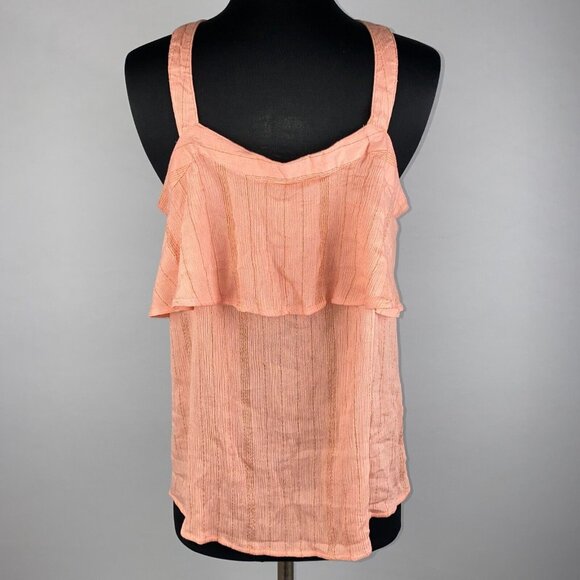 Maurices M Metallic Striped Ruffle Tiered Accent Tank Top Boho Summer Festival - Picture 8 of 13
